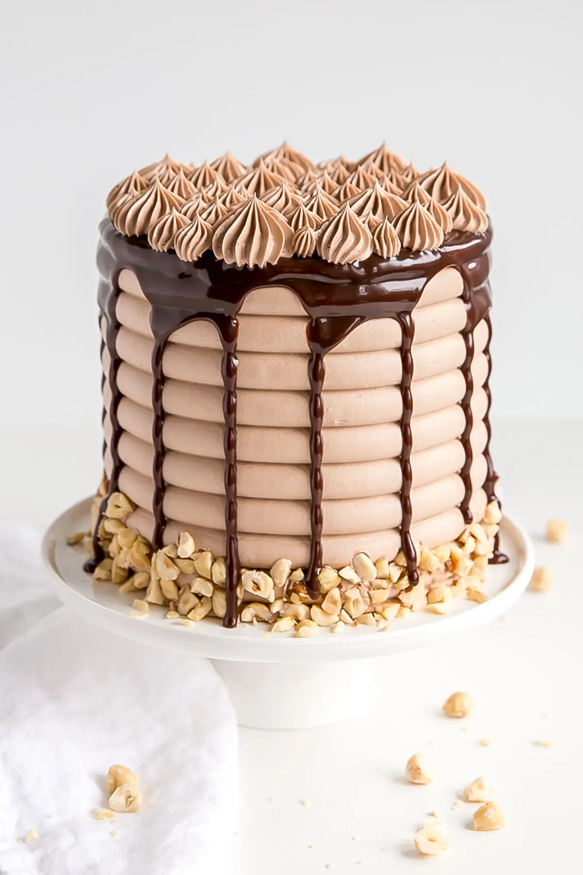 Nutella Cake with Nutella Swiss meringue buttercream and Nutella Ganache.