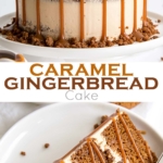 The classic Gingerbread Cake gets a delicious makeover! Gingerbread cake layers and caramel buttercream paired with gingersnap streusel and homemade caramel. | livforcake.com