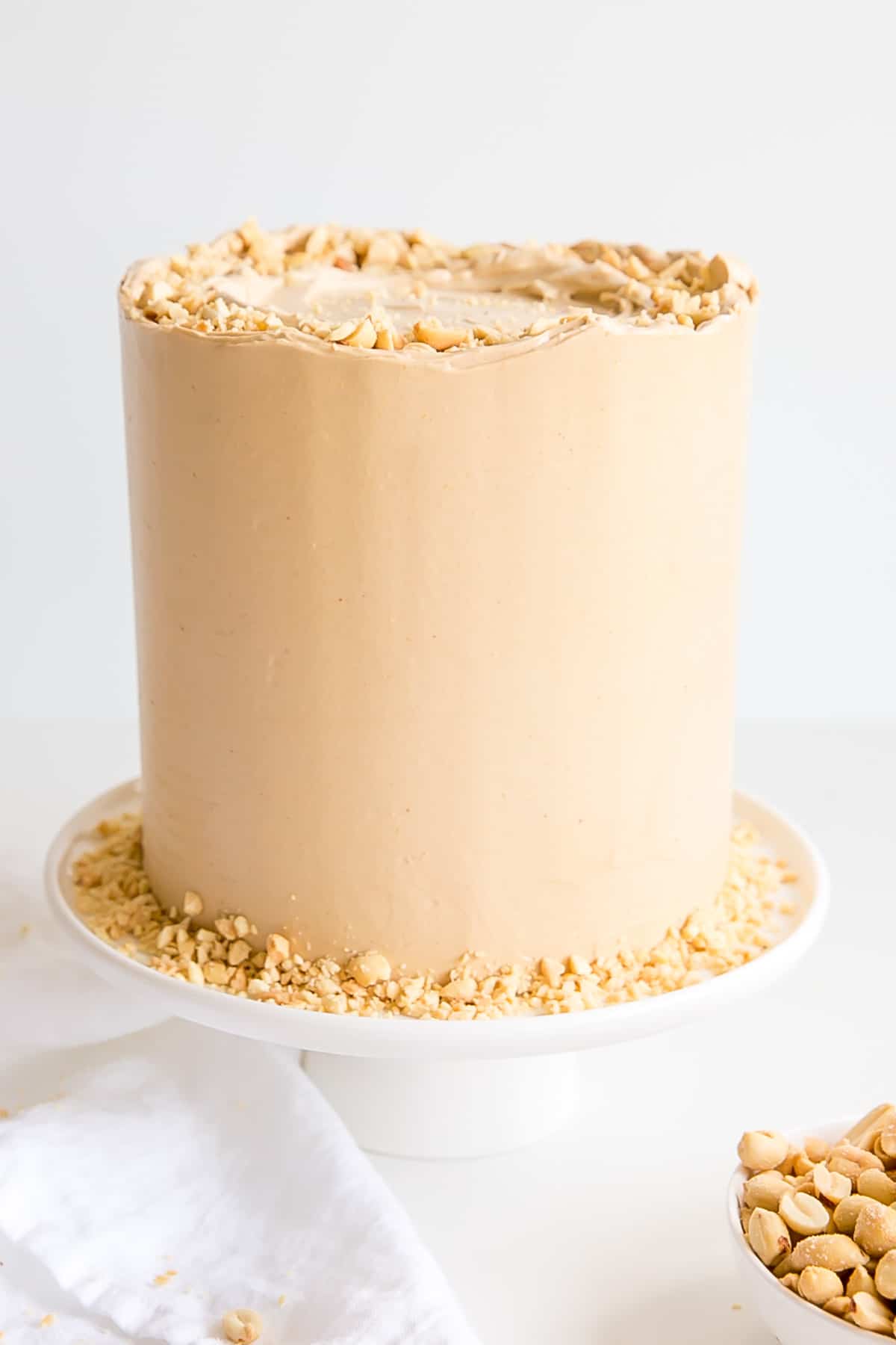 Peanut butter cake with fresh chopped peanuts.