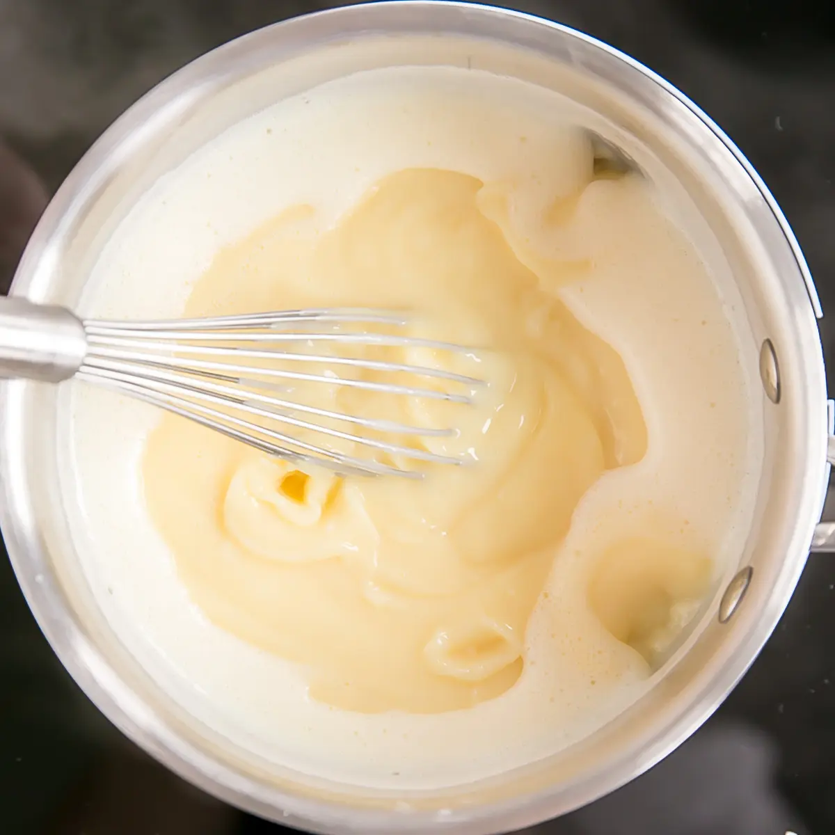 Pastry cream brought to a boil.