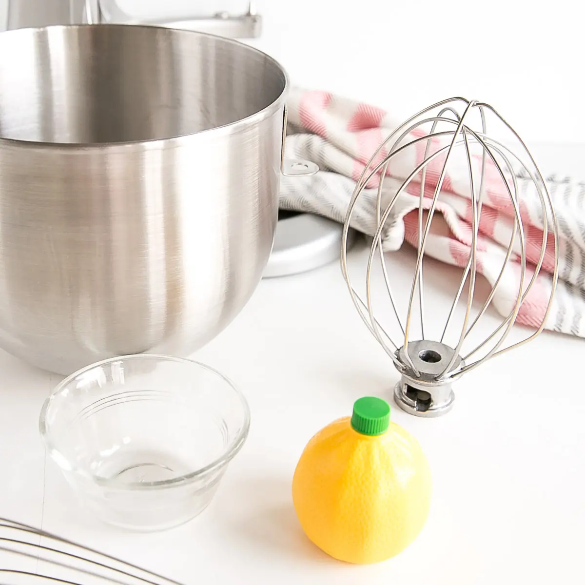 Tools to make the frosting -- mixer bowl, whisks, etc -- and lemon juice to wipe them down.