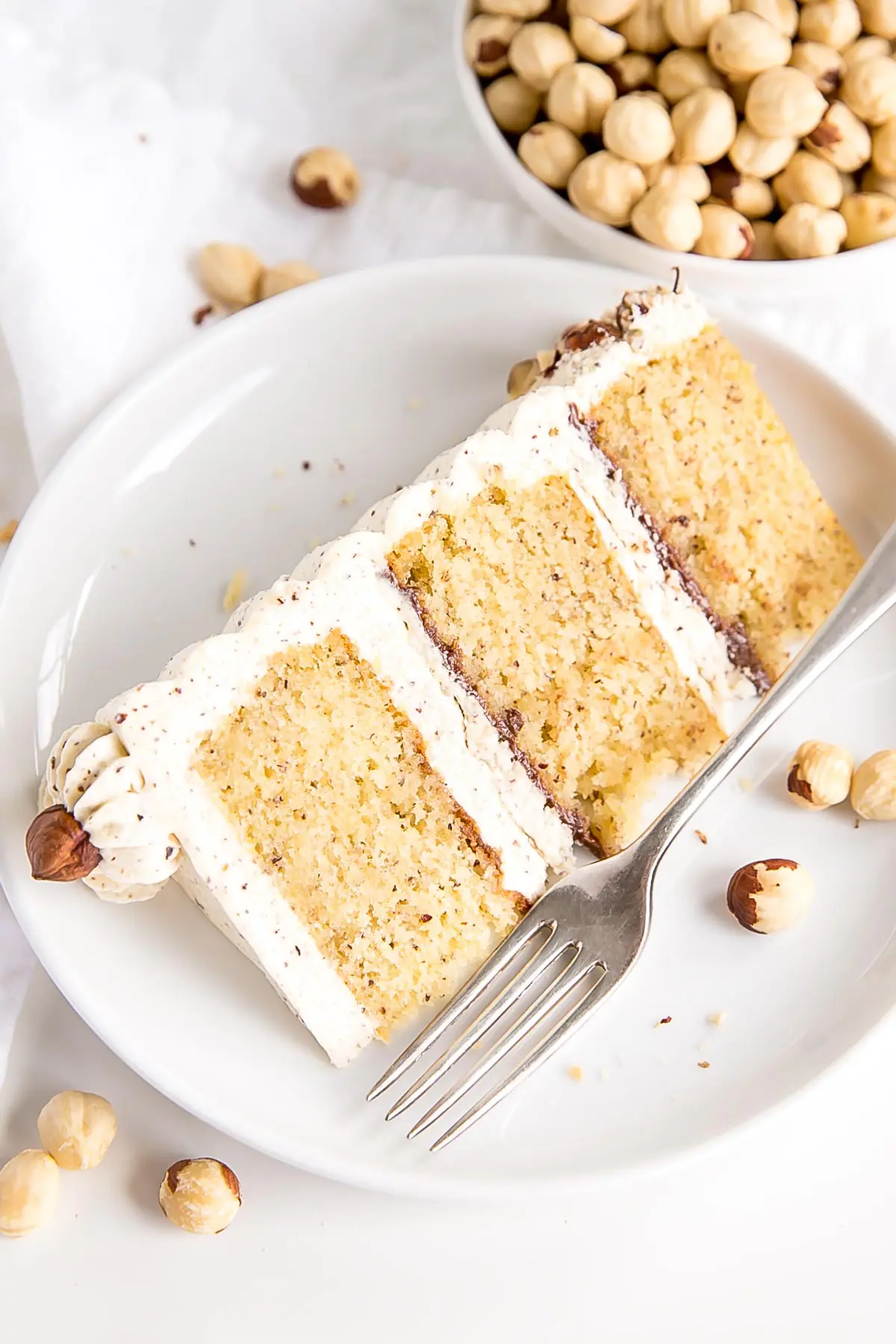 Slice of cake on a plate.