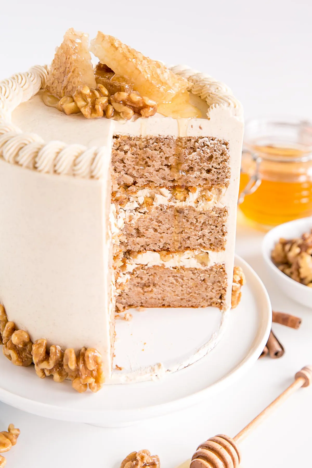 Angled cross-section of the cake.