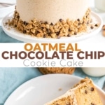 Oatmeal cookie cake photo collage.