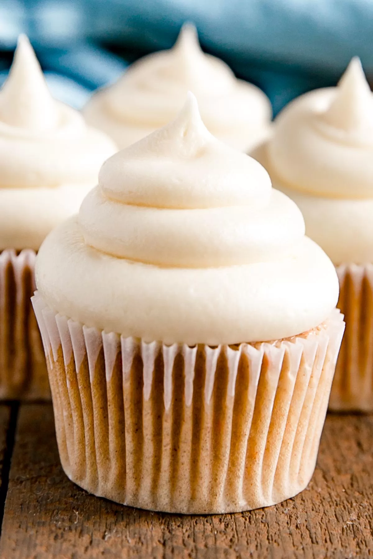 A swirl of frosting on top of cupcakes